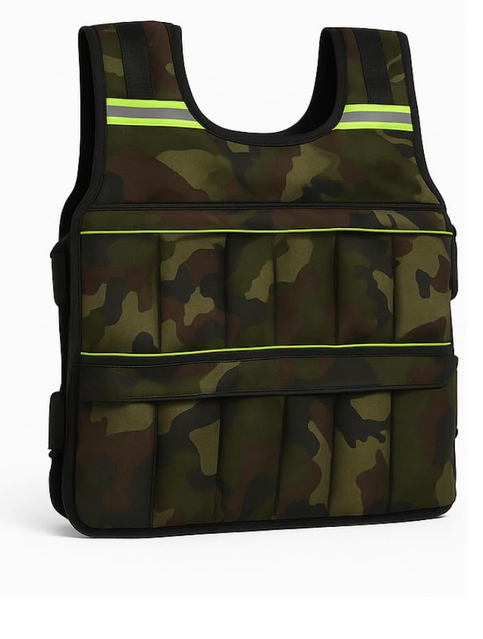 Burnlab Fitness Adjustable Weighted Vest Jacket for Men & Women – Workout Weight Vest for Cross-Training, Cardio & Strength – Removable Sand Weights (Camfoulage, 5KGS)