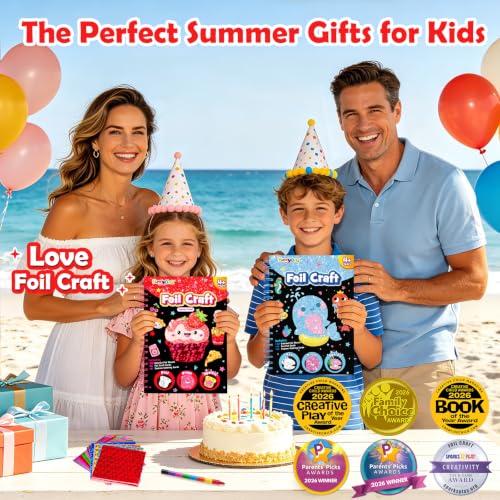 Image of FUNNYB&G Mess-Free Foil Art Craft for Girls Ages 4-10, Kids Birthday Gift