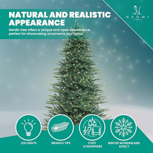 Lujan-65ft-Prelit-Aritificial-Christmas-Tree-with-921-Branch-Tips-500-Warm-Lights-and-Metal-Stand-48-Wide-Realistic-Nordic-Christmas-Tree-with-Lights-by-Naomi-Home Lujan 65ft Prelit Aritificial Christmas Tree with 921 Branch Tips 500 Warm Lights and Metal Stand 48 Wide Realistic Nordic Christmas Tree with Lights by Naomi Home