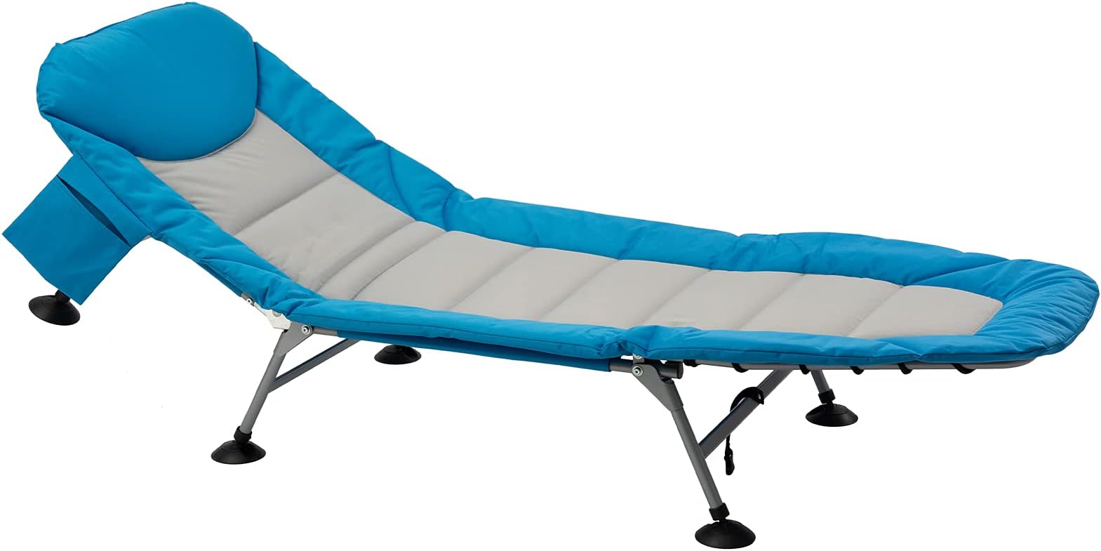 AbocoFur Folding Portable Camping Cot for Adults 500lbs, Utility Adjustable Sleeping Bed with Strong Steel Frame and 600D Oxford Fabric, Indoor&Outdoor Recliner for Travel, Office, Sky Blue&Grey
