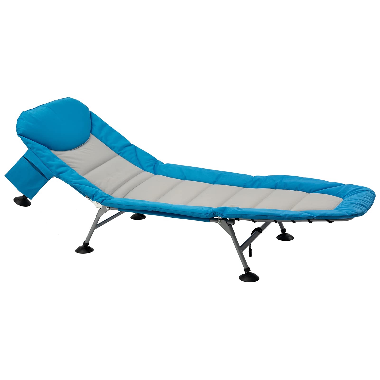 AbocoFur Folding Portable Camping Cot for Adults 500lbs, Utility Adjustable Sleeping Bed with Strong Steel Frame and 600D Oxford Fabric, Indoor&Outdoor Recliner for Travel, Office, Sky Blue&Grey