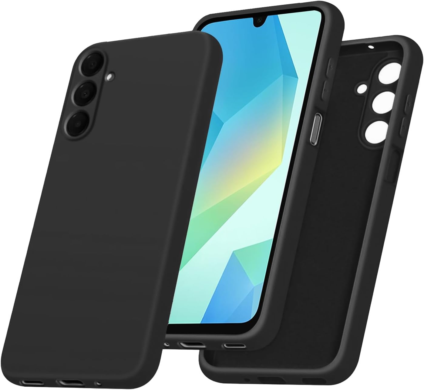 T Tersely Liquid Silicone Case for Samsung Galaxy A16, Suitable for Wireless Charger Shockproof & Scratch Soft Case Cover with Liquid Silicone Rubber Skin, Black