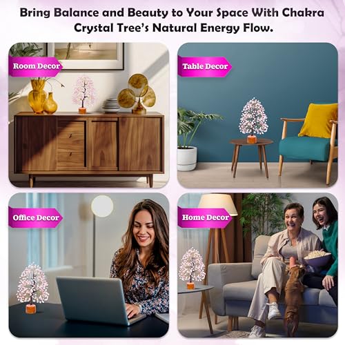 Rose Quartz Crystal Tree Cute Room Decor and Pink Home Decor Healing crystals Tree of Life Chakra Tree Birthday Gifts for Women Mum Her Sister House warming Gifts New Home Spiritual Presents Gift