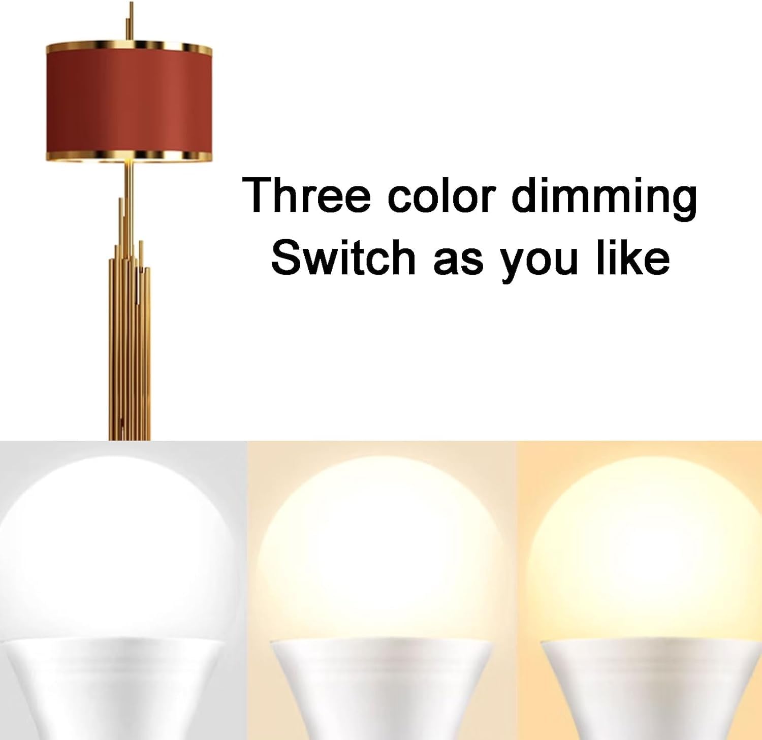Stylowa lampa stojąca, metalowa lampa stojąca, 3 kolory, ściemniana lampa podłogowa do czytania, pionowe lampy podłogowe, abażur z tkaniny (czerwona)