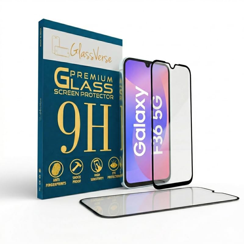 Image of GlassVerse PureView Tempered Glass for Samsung Galaxy F36 | Crystal Clear, 9H Hardness Screen Protector, Edge to Edge, Case Friendly, Hassle-less Installation Kit Included. (Pack of 1)