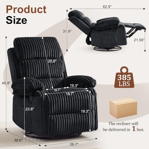 Image of Korser Rocking Recliner Chair, Nursery Rocker Chair for Adults, Small Recliners for Small Spaces, Swivel Rocker Recliner with Cushion, Upholstered Rocking Chairs for Living Room, Nursery