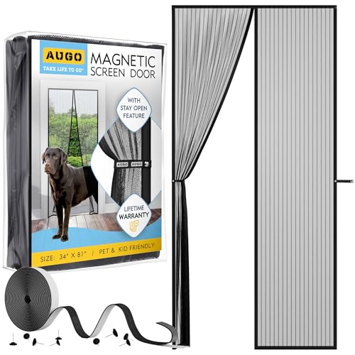 AUGO Magnetic Screen Door - Self Sealing, Heavy Duty, Hands Free Mesh Partition...