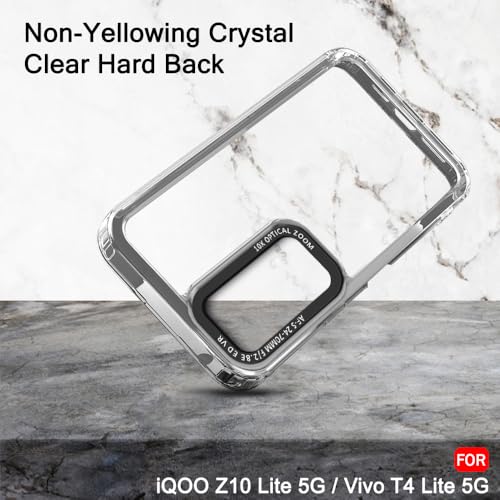 Image of TheGiftKart Hybrid Shockproof Back Cover Case for iQOO Z10 Lite 5G / Vivo T4 Lite 5G | Stylish Camera Border | Electroplated Buttons | Crystal Clear Hard Back Cover Case (TPU & PC, Smoked Bumper)