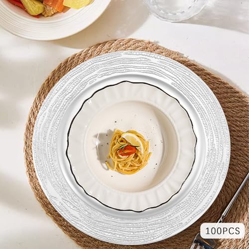 100 platos cargadores redondos de plástico 13 pulgs plateados miniatura 3