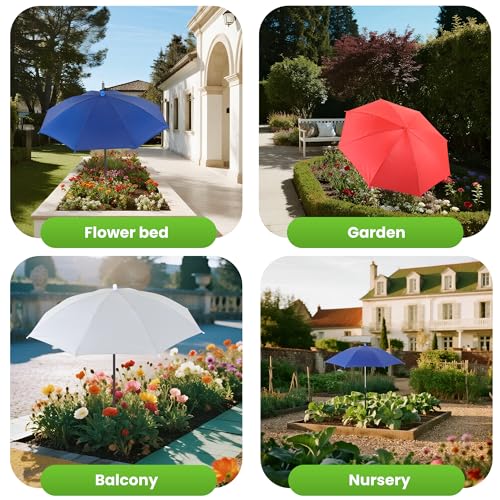 Fubeasi Plant Umbrellas for Outdoor Plants,3 Pack Garden Umbrella Shade for Potted Plants and Garden Beds,23.6\" Sun Shade Covers (1Red 1Silver 1Blue)
