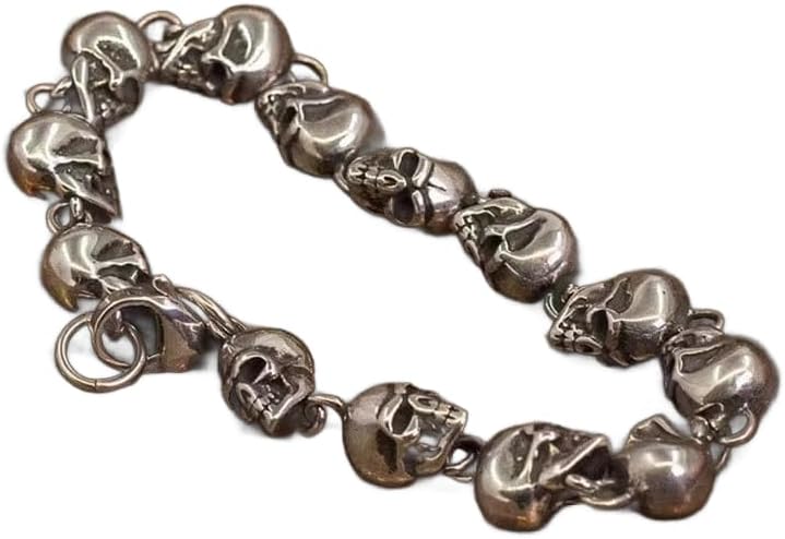 ドクロ スカル ブレスレット ヴィンテージ シルバー925 極太 silver ブレスレット ヴィンテージ スカル ドクロ 海賊 ID シルバー 925 ★ヴィンテージ ゴシック フルスカルシルバーブレスレット