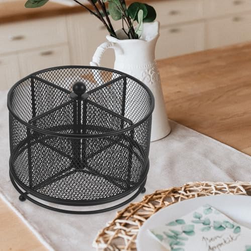 Soporte para cubiertos de metal negro con rotación fluida y acabado Premium 8