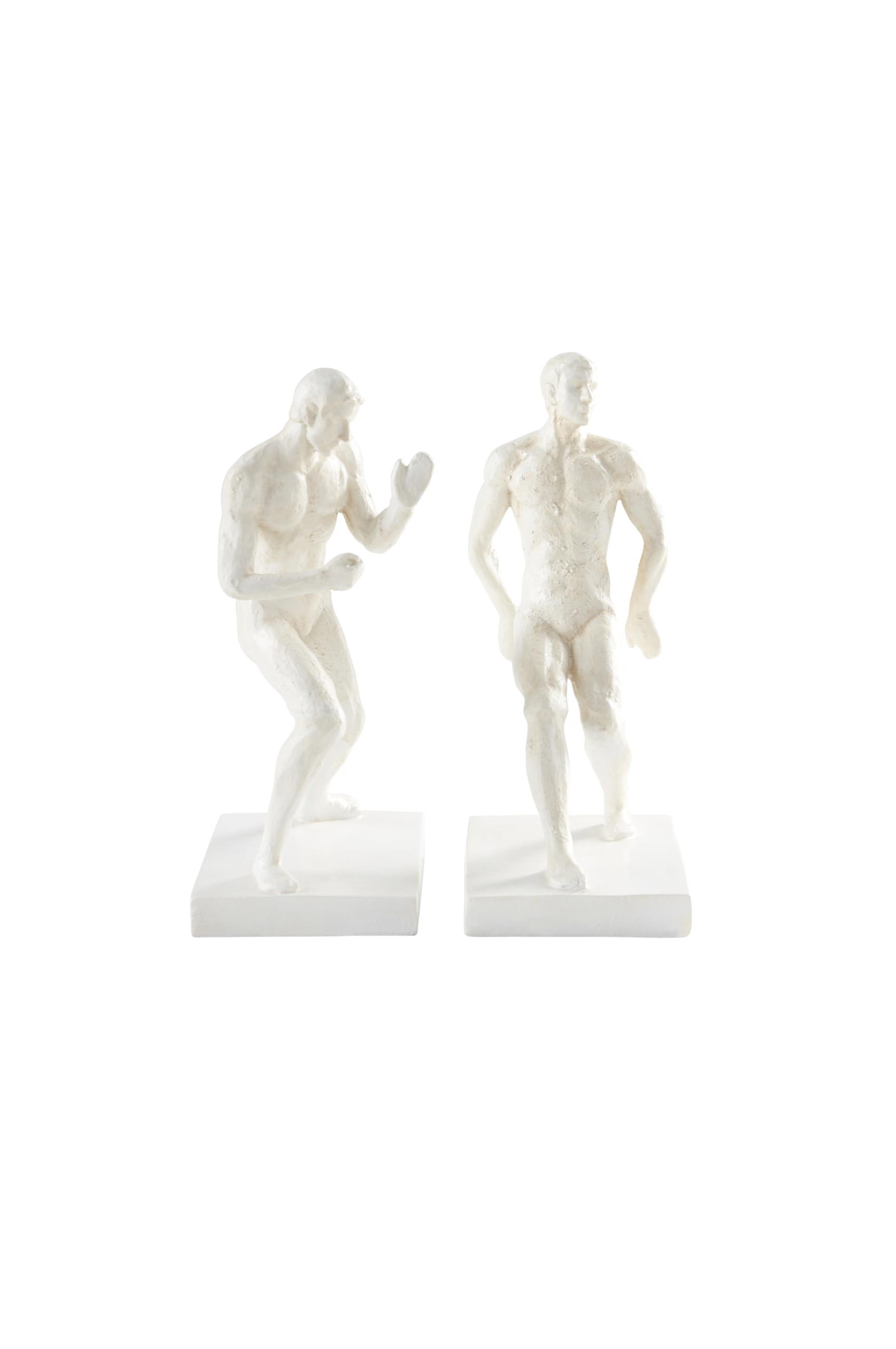 Jotex Push Bücherstütze, stilvolle und Starke dekorative Buchstütze aus Polyresin (2er Set) - Weiß, 26.7X16.5X11 cm