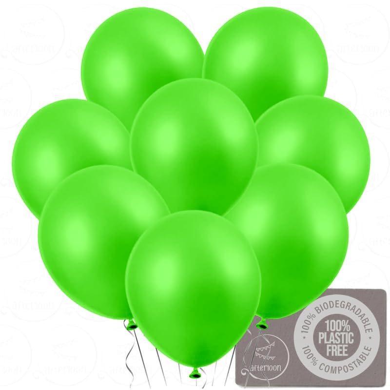 Image of AFTERLOON Natural Rubber Latex Mini Balloons 50 pcs Pearlized Lime Green 5 Inch, Plastic-Free Alternative Pearlescent Durable Thickened Extra Strong Helium Float, Baby Shower Garland Wedding Decor