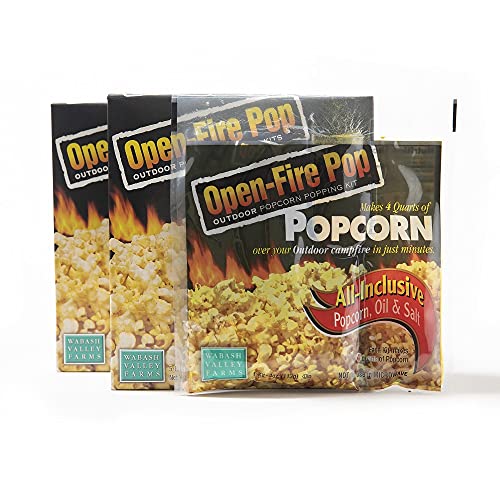 All in One Popcorn Packs - Wabash Valley Farms All Inclusive Popping Kits, Open Fire Pop, Popcorn Kernels for Outdoor Popping, All in One Popcorn Kernels, Popcorn Kit, 1 Pack 5 Kits