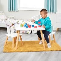 Liberty House Toys Bunny Wooden Table & Two Chairs Set, Pinewood, H44 x W60 x D60, White