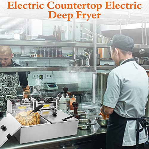 20.7 Qt Professional Deep Fryer With 2 X 6L Baskets,Large Electric Commercial Deep Fryer For Kitchen Restaurant Home Use, Countertop Dual Tank Deep Fryer For Turkey Chicken Fish Oil Less Fryers 1 #TOP1