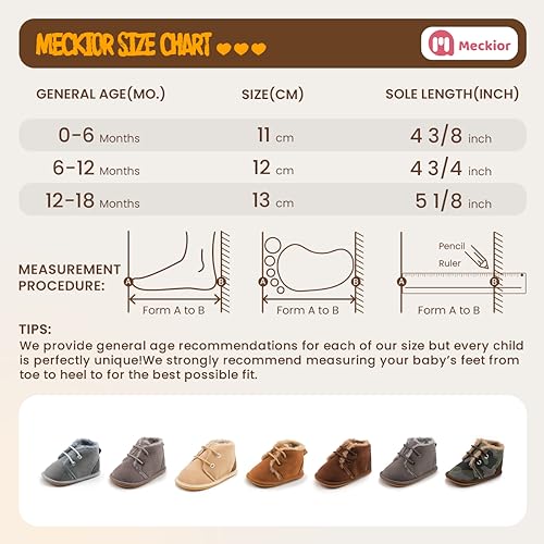 Meckior Baby Booties Newborn Infant Unisex Baby Girls Boys Velvet Rubber Anit-Slip Sole Shoes Toddler Fleece Cozy Winter Warm Prewalker Boots thumb #5