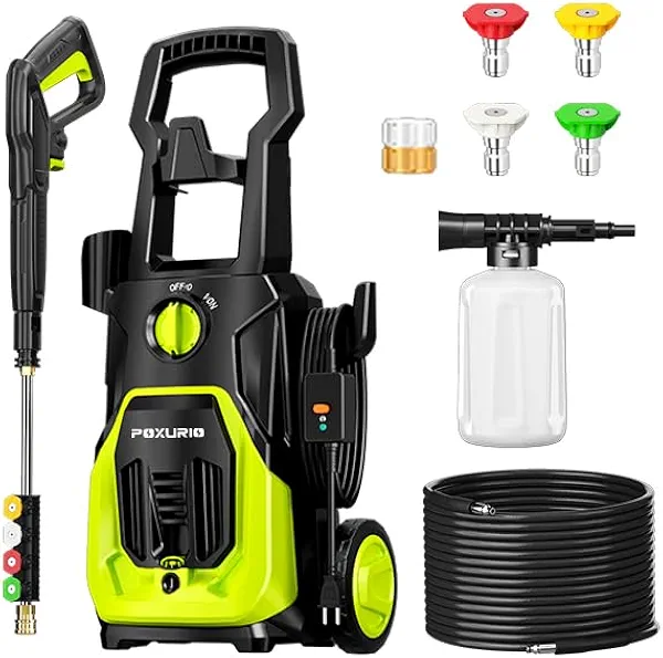 POXURIO Electric Pressure Washer, 4000PSI 2.8GPM Power Washer, 3-in-1 Self-Priming High Pressure Washer, for Cars, Patio, Deck