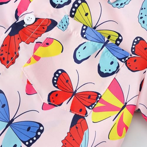 Girls Short Sleeved Shirt Spring Summer and Autumn Lapel Single Breasted Personalized Cardigan Children's 4t Girls4