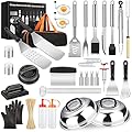 Griddle Accessories Kit, 144 Pcs Griddle Grill Tools Set for Blackstone and Camp Chef, Professional Grill BBQ Spatula Set with Basting Cover, Spatula, Scraper, Bottle, Tongs, Egg Ring (Rectangular)
