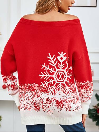 Image of ZAFUL Sweaters for Women Off Shoulder Knit Sweater with Long Sleeve Loose Pullover Jumper Tops