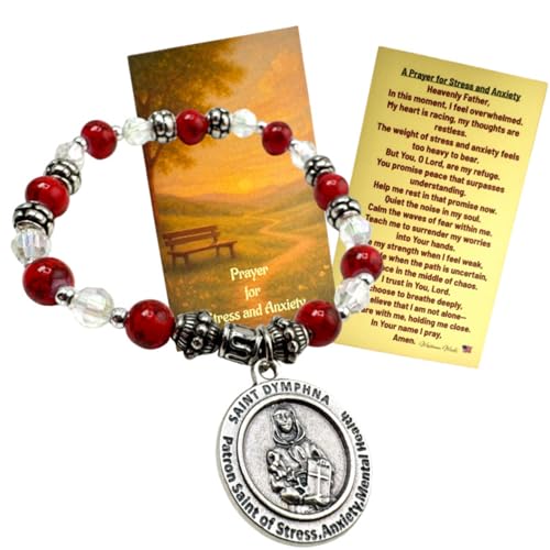 Westmon Works St Dymphna Bracelet Set with Prayer For Stress and Anxiety Holy Card