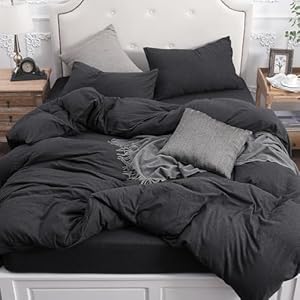 PURE ERA Effen Katoen Ultrazachte Jersey Knit Thuis Beddengoed 3-delige dekbedovertrek Set,1 Comforter Cover en 2 Kussen Shams
