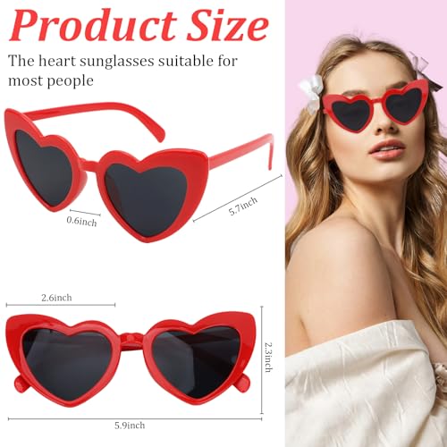 Red Sunglasses for Women Heart Shaped Cat Eye Glasses for Valentine Party Favors2