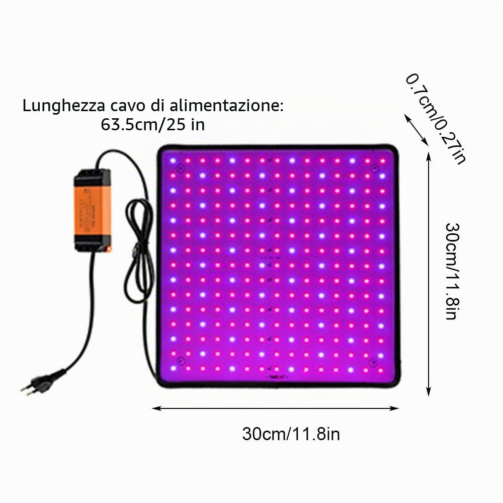 Grow Light - Lampada a LED per piante, 45 W, a spettro completo, con ganci per piante da interno, fiori vegetali (rosso+blu)