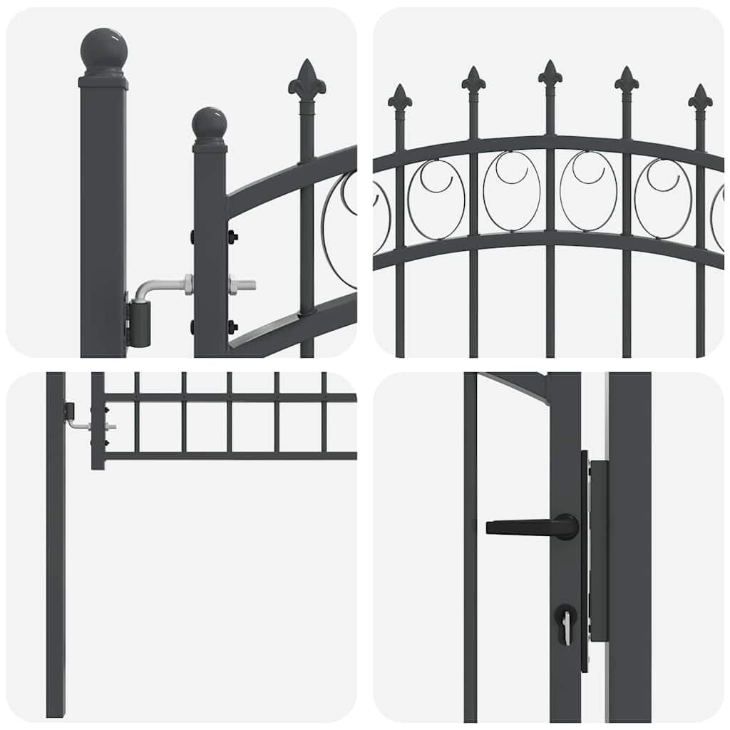Brama ogrodowa EMMEN 170 x 100 cm ze stali malowanej proszkowo – stabilna metalowa brama do ogrodu i na taras ze słupkami i zamkiem