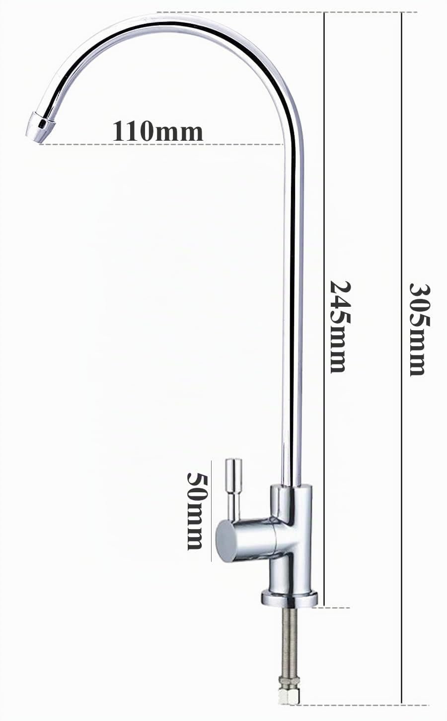 smardy UNO701 Robinet à osmose en laiton chromé – Robinet pivotant à 360° pour système d'osmose inverse et filtre à eau – Adaptateurs pour tuyaux de 1/4" et 3/8" inclus