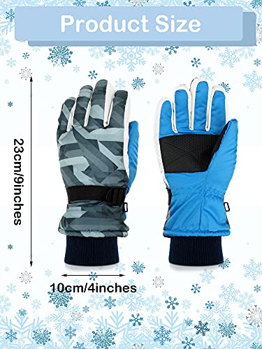 Image of Honoson 2 Pairs Kids Snow Gloves, Winter Waterproof | for Outdoor Snowboard Sledding, Warm Fleece Lining, Windproof, Adjustable Wrist Strap, Youth Cold Weather Ski Glove