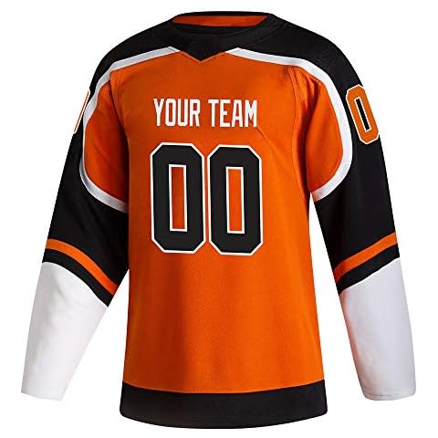 Pullonsy Orange Customized Ice Hockey Jersey for Men Women Youth S-8XL Reverse Retro Authentic Stitched Name & Numbers,White-Orange-Black Cover