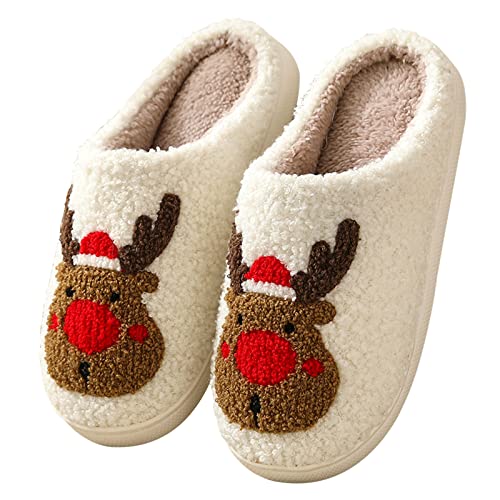 Adisputent Women's Fluffy Slippers - Warm, Cozy, Plush Fuzzy Cushion Slip-On House Slippers for Indoor and Outdoor