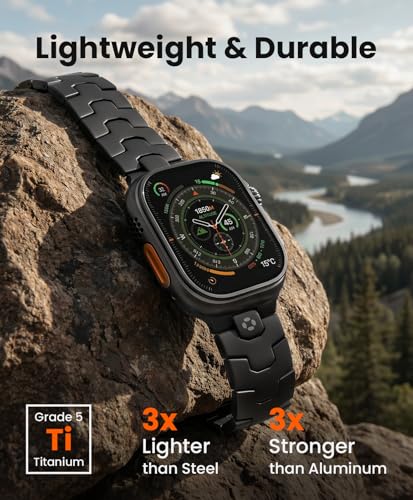 Image of AGIS02 Titanium Band for Apple Watch Ultra 3 /2 /1 Band 49mm & Series 11 /10 46mm, Grade 5 Titanium Ultra Watch Band for Men with DLC Coating, Durable and Lightweight iWatch Metal Strap