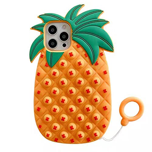 ksskwuukyfor iPhone 11 Case Cartoon Cute Fun Silicone Design Cover for Girls Kids Boys Teen, Bubble Pop Silicone Shock-Resistant Fidget Phone Case. Suitable for iPhone 11 (IP-11 Orange Pineapple)