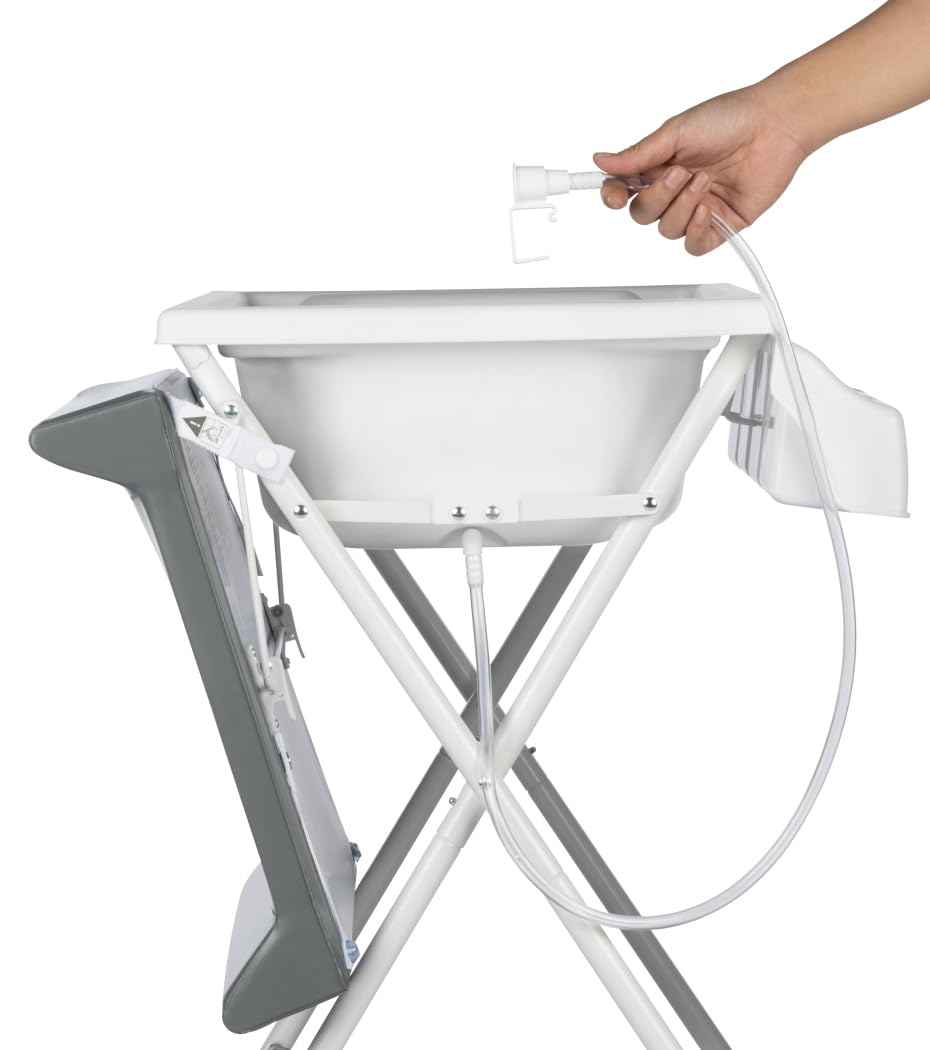 Bebeconfort Bellis, Unidad de baño y cambiador 2 en 1, Módulo de baño y cambiador plegable para bebé, Plegable y fácil de almacenar, Múltiples compartimentos de almacenamiento, Mineral Gray