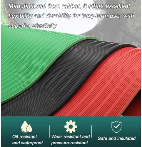 High Voltage Insulating Rubber Floor Mats - Cuttable Non-Slip Safety Matting for Electric Shock Protection, Heavy Duty Green 3mm, 1x5m/3.3x16.4ft for Switchboards