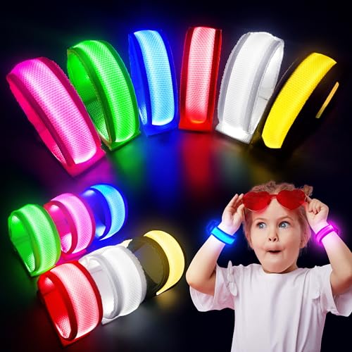 12/24 PCS Glow Bracelets, LED Bracelets for Kids and Adults, Glow in The Dark Party Supplies for Music Festival, Festival Camping, Rave Accessories, Light Up Party Favors