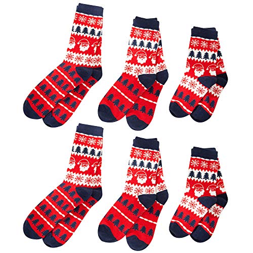 Mukola Christmas Family Matching Socks 6 Pairs Non Slip Novelty