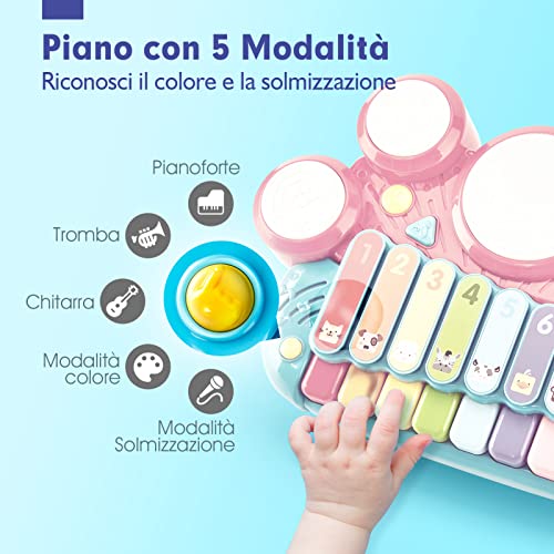 hahaland-5-in-1-Pianoforte-per-Bambino-1-Anno-Tastiera-Pianoforte-e-Tamburo-Xilofono-Strumenti-Musicali-Giochi-per-Bambini-1-2-3-Anni-Regalo-Regali