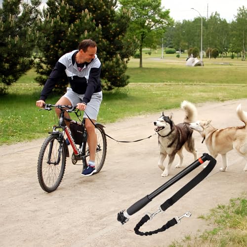 Fahrradleine Für Hunde,Fahrrad Hundeleine Mit Inbusschlüssel Und Abstandhalter,Abnehmbar HäNde Frei Fahrrad-Hundeleine,Teleskop Fahrradleine Hund Für Gassigehen,Laufen,Draußen,Elastisches Band-Design