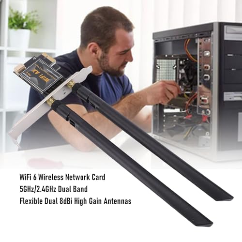 Tarjeta WiFi 6 PCIe para PC de Escritorio, Adaptador Inalámbrico de Banda Dual 2.4GHz 5GHz, Bluetooth 5.4, NGFF M.2, con Doble Antena 8dBi, Cifrado WPA3 miniatura 4