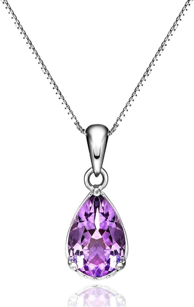 Amazon | 天然 アメジスト 紫水晶 しずく型 シルバー925 ネックレス