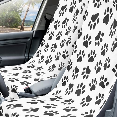 Image of Hahafelt 2 Pack Car Seat Towel Cover with Storage Bag, Dog Footprints | 63 x 32 in Car Towel Seat Cover Non Slip Waterproof, Gym Workout Swimming Running, Machine Washable Sweat Absorbent Protector