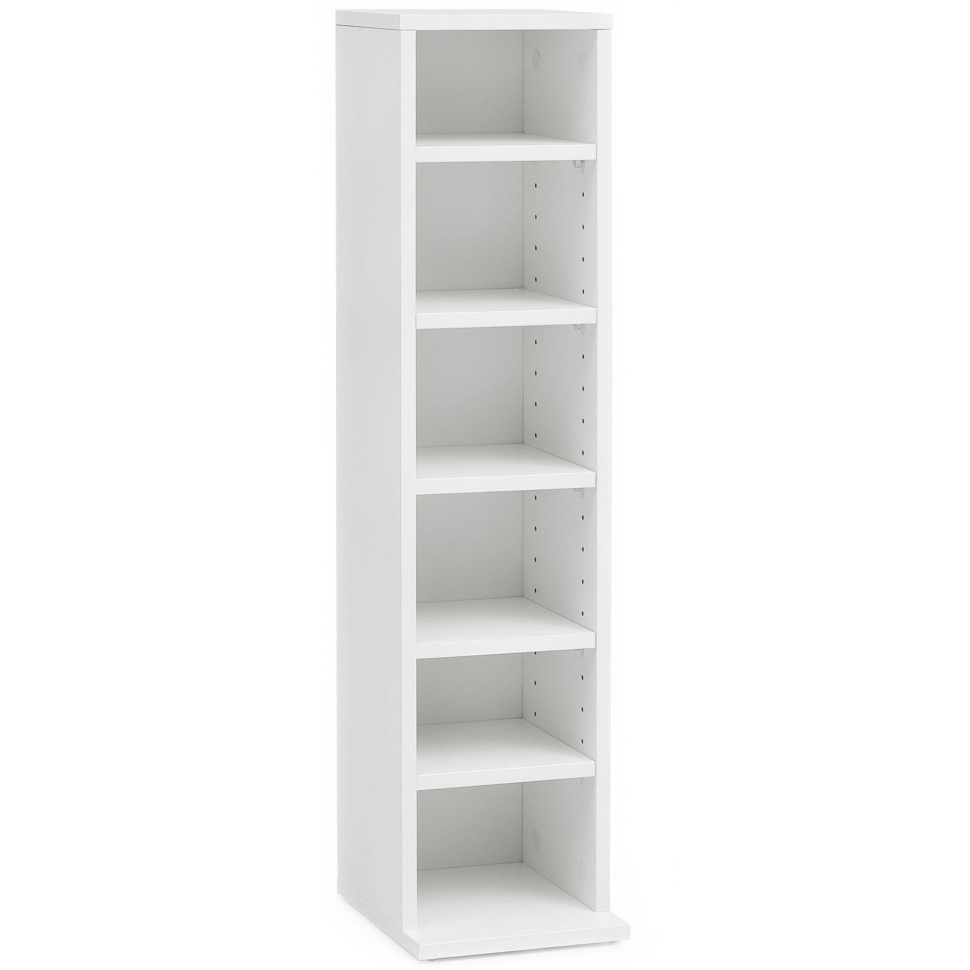 FineBuy Porta CD 21x20x90 cm con 6 Scomparti, Scaffale Stretto | contenimento per CD e DVD, aperto scaffale salvaspazio, libreria per soggiorno e cameretta, essenziale