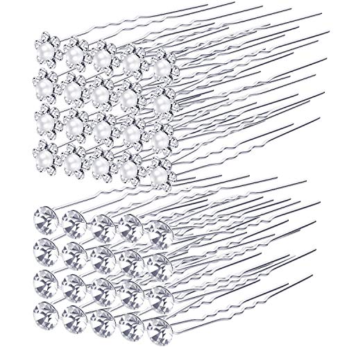 40 Pack Bridal Wedding Hair Pins Rhinestone Hair Clips Accessories for Women and Girls (Style D)