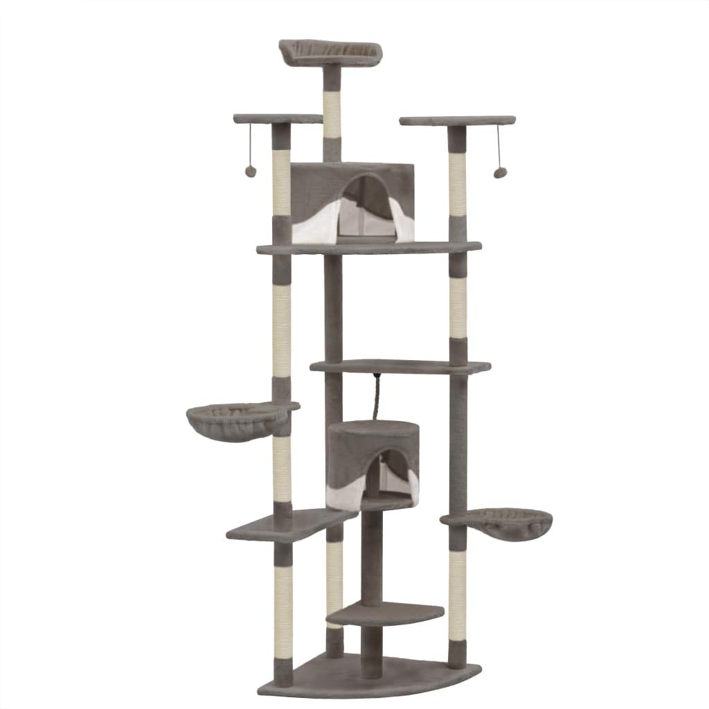 XinglieuCat Tree with Sisal Scratching Post 203 cm Grey and White Scratching Post for Cats