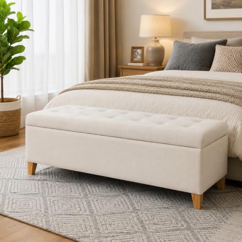 Image of Ottoman with Storage 51 Inch End of Bed Storage Ottoman Bench